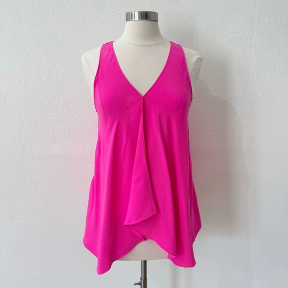 Ramy Brook Paris Silk Racerback Tank Triangle Hardware Fuchsia Hot Pink Medium - Picture 1 of 8